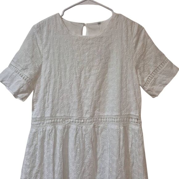 Petallush Women's White Cotton Allover Lace Lined Dress NEW - Picture 3 of 13